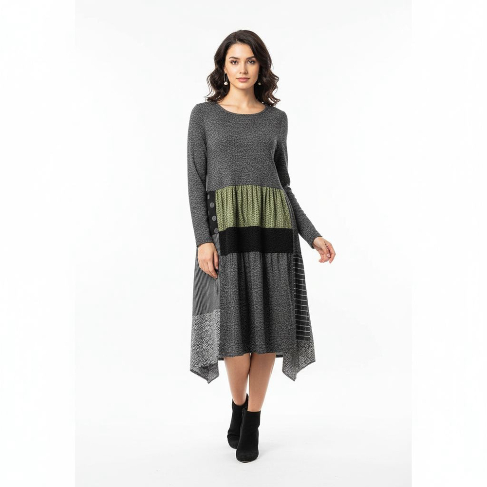 Alembika Long Sleeve Dress Gray Green Size 8